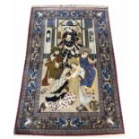 FINE ISPHAHAN PICTORIAL RUG, 170cm x 108cm.