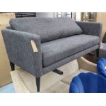 AARK SOFA, of slight proportions, charcoal finish, 87cm D x 158cm W x 95cm H (incl. back cushions).