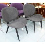 AARK LOUNGE CHAIRS, a pair, black finish on ebonised supports, 85cm H.