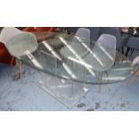 DINING TABLE, vintage glass and perspex, 193.5cm W x 110cm D x 75cm H.