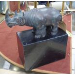 CONTEMPORARY SCHOOL, study of a rhino bronze, 32cm H.