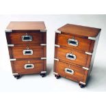 CAMPAIGN BEDSIDE CHESTS, a pair,