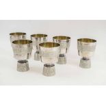 SILVER GOBLETS, six Christopher Lawrence 1972 approx tot weight 37.7ozs.