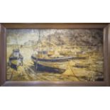 DELAVAL (20th Century) 'Harbour Scene at Low Tide', oil on board, signed, 59cm x 101cm, framed.