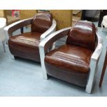 FLIGHT COMMANDERS CLUB CHAIRS, a pair, 80cm H.