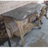 CONSOLE TABLES, a pair, mid 19th century Italian painted,