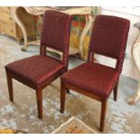 DINING CHAIRS, a set of ten, contemporary design, in quilted burgundy upholstery and studded detail,