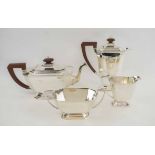 AN ART DECO SILVER TEA AND COFFEE SET, Birmingham 1939, approx total weight 57oz.