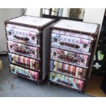 SIDE CHESTS, a pair, vintage luggage style, 70cm H.