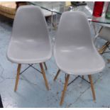 AFTER CHARLES & RAY EAMES DSW STYLE CHAIRS, a set of four, 80cm H.