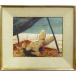 MANNER OF HUGO SCHEIBER 'Woman Sunbathing', oil on canvas, with signature and date '36 upper left,