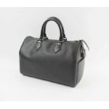 LOUIS VUITTON SPEEDY 30, epi leather black LV initials on the front, side pocket,