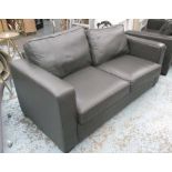 SOFA, two seater, in dark grey leather on block supports by Forrest Contract Furniture, 185cm L.