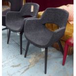 AARK SIDE CHAIRS, a pair, grey finish on ebonised supports, 80cm H.