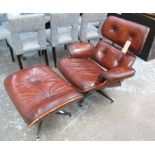 LOUNGE CHAIR AND STOOL, after Charles & Ray Eames,