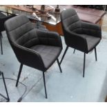 AARK DINING CHAIRS, a set of four, black leather finish, 90cm H.