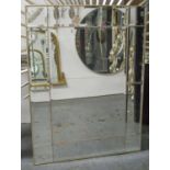 WALL MIRROR, Art Deco style, rectangular with marginal plates and brass frame, 123cm x 92cm.