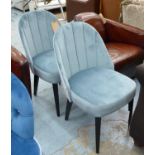 AARK SIDE CHAIRS, a pair, blue and grey velvet finish, 85cm H.