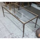 LOW TABLE, brass and glass, Regency style, 47cm D x 44cm H x 108cm L.