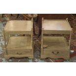 BEDSIDE TABLES, a pair, Georgian style grey painted of two doors with a drawer each,