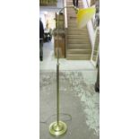 FLOOR LIGHT, extending in brass with glass shade, 183cm H.