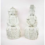 BLANC DE CHINE FIGURES, a pair, ceramic celadone glaze, 43cm H.