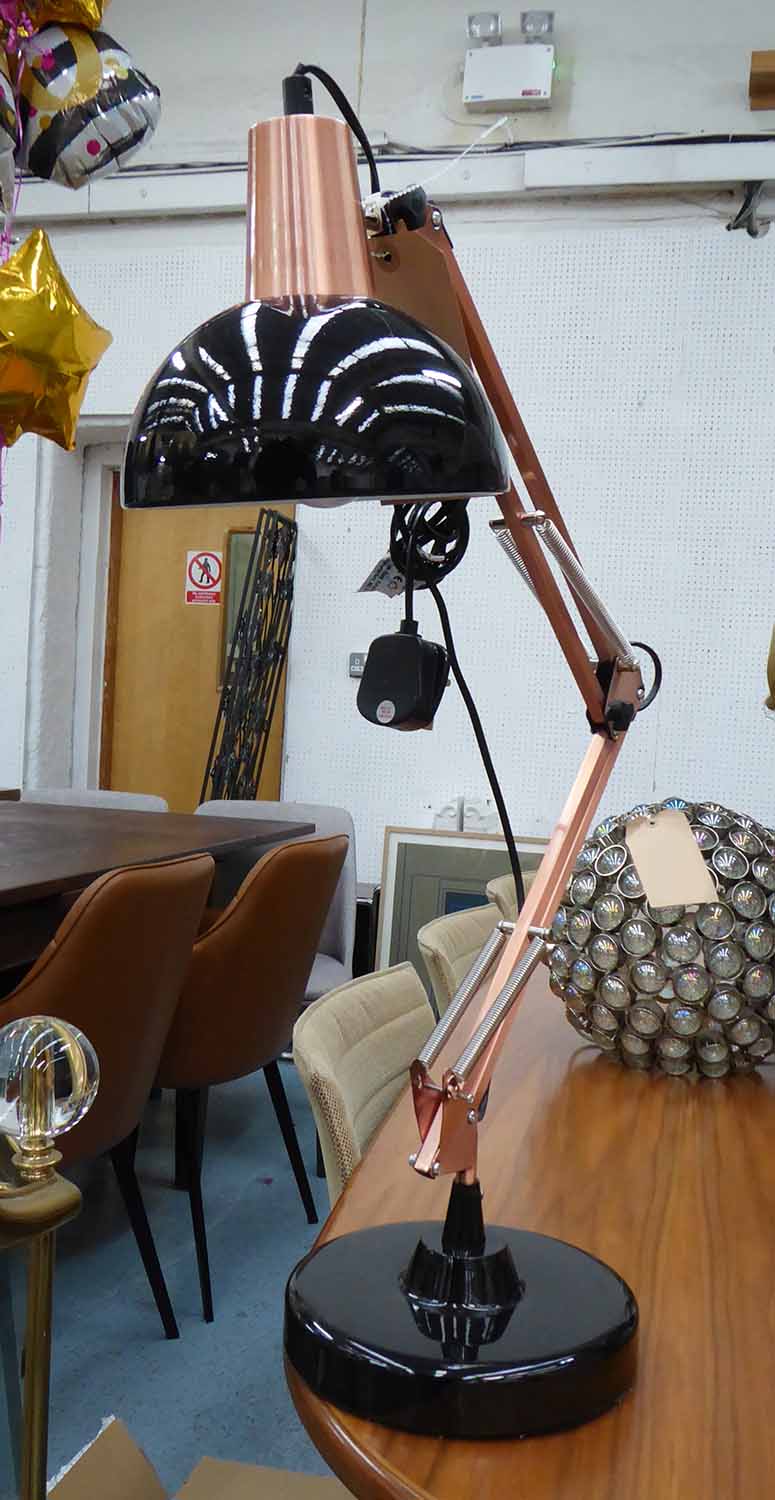 ANGLEPOISE STYLE DESK LAMP, coppered finish, 72cm H.