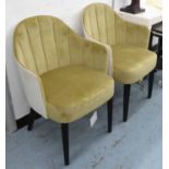 AARK ARMCHAIRS, a pair, grey and green velvet finish, 85cm H.