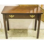 WRITING TABLE, George III mahogany with single drawer, 71cm H x 85cm x 43cm.