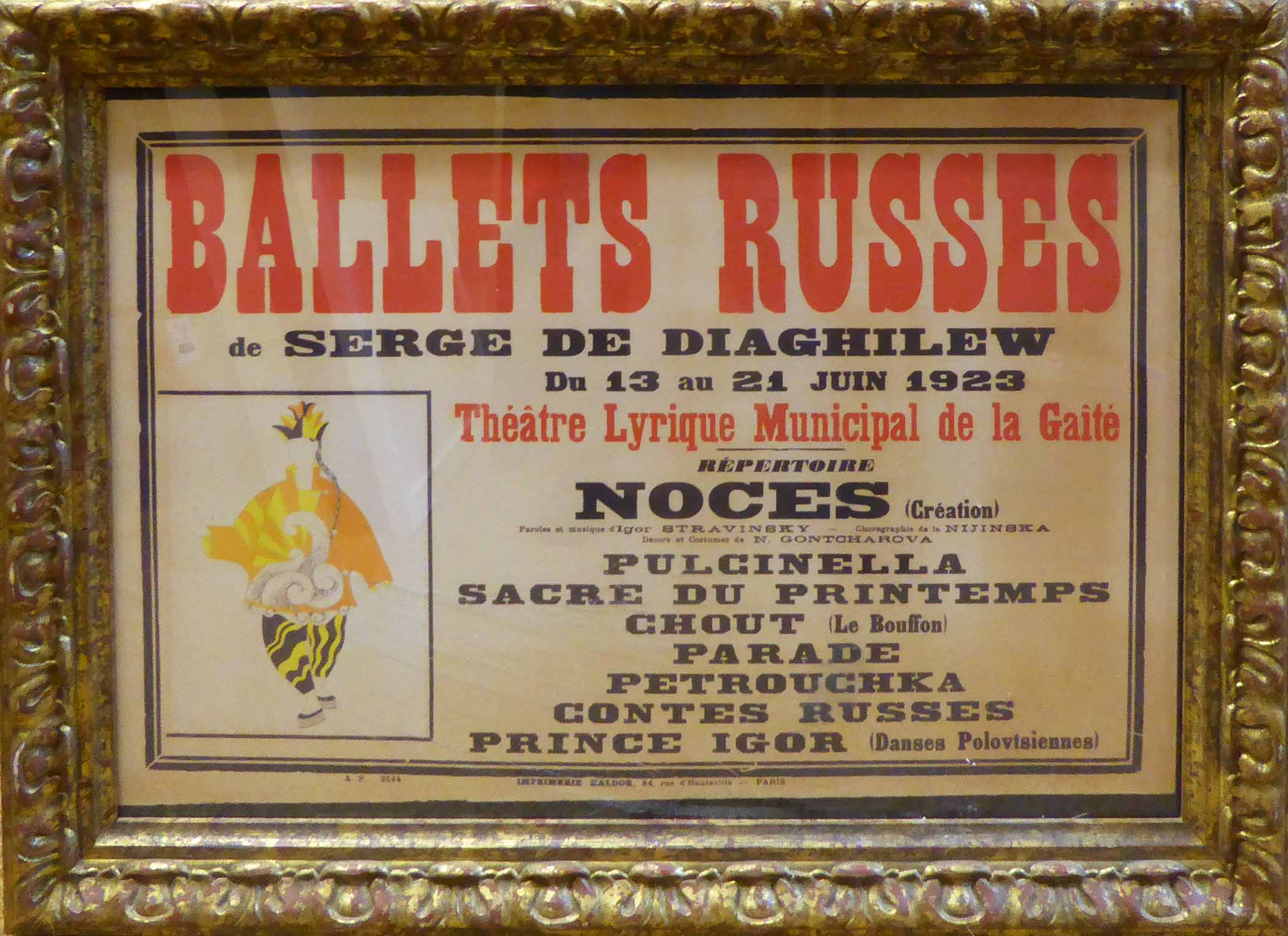 DIAGHILEV'S BALLET RUSSES, reproduction poster, 48cm x 68cm, framed and glazed.