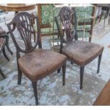 DINING CHAIRS, a set of eight, late 19th century Hepplewhite style mahogany, shield backs,