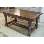 REFECTORY TABLE, 17th century style oak with rectangular top, 76cm H x 166cm x 92cm.