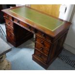 PEDESTAL DESK, in the English country house style, 121cm x 61cm x 76cm.