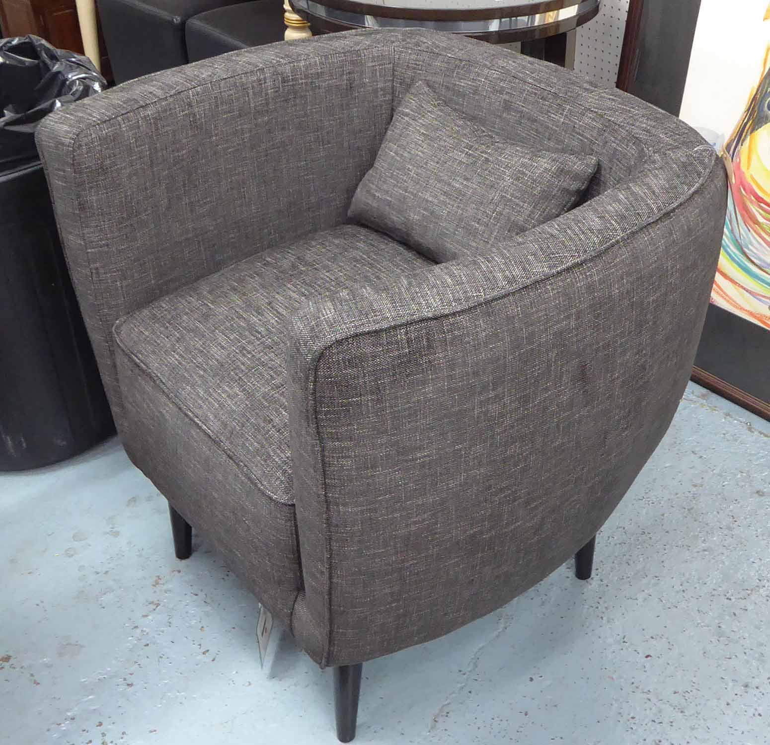 AARK TUB CHAIR, charcoal chenille finish, 78cm H.