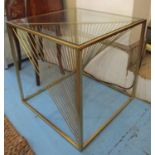 OCCASIONAL TABLES, a pair, gilt metal framed,