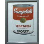 ANDY WARHOL 'Campbell soup', lithographic print, on Arches paper,