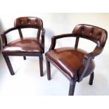 LIBRARY ARMCHAIRS, a pair,