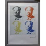 ANDY WARHOL 'Quadruple Mao', lithographic print, on Arches paper,