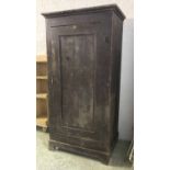CUPBOARD, 19th century Continental pine in original painted finish fitted with four shelves,
