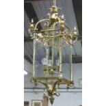 HALL LANTERN, Victorian style gilt finish, bevelled glass, 100cm drop.