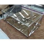 ANDREW MARTIN STYLE LOW TABLE, polished metal and glass, 45cm H.
