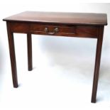 HALL TABLE, George III rectangular figured mahogany adapted with a short frieze glove drawer,