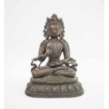 BRONZE HINDU STATUE OF SEATED SHIVA, 34cm H x 24cm.