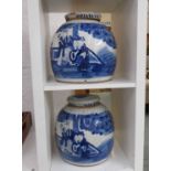 GINGER JARS, a pair, Chinese style blue and white, 27cm H.