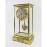ECOLE D' HOROLOGERIE DE PARIS, a large scale brass and bevelled glass mantle clock by Leon Roussell,