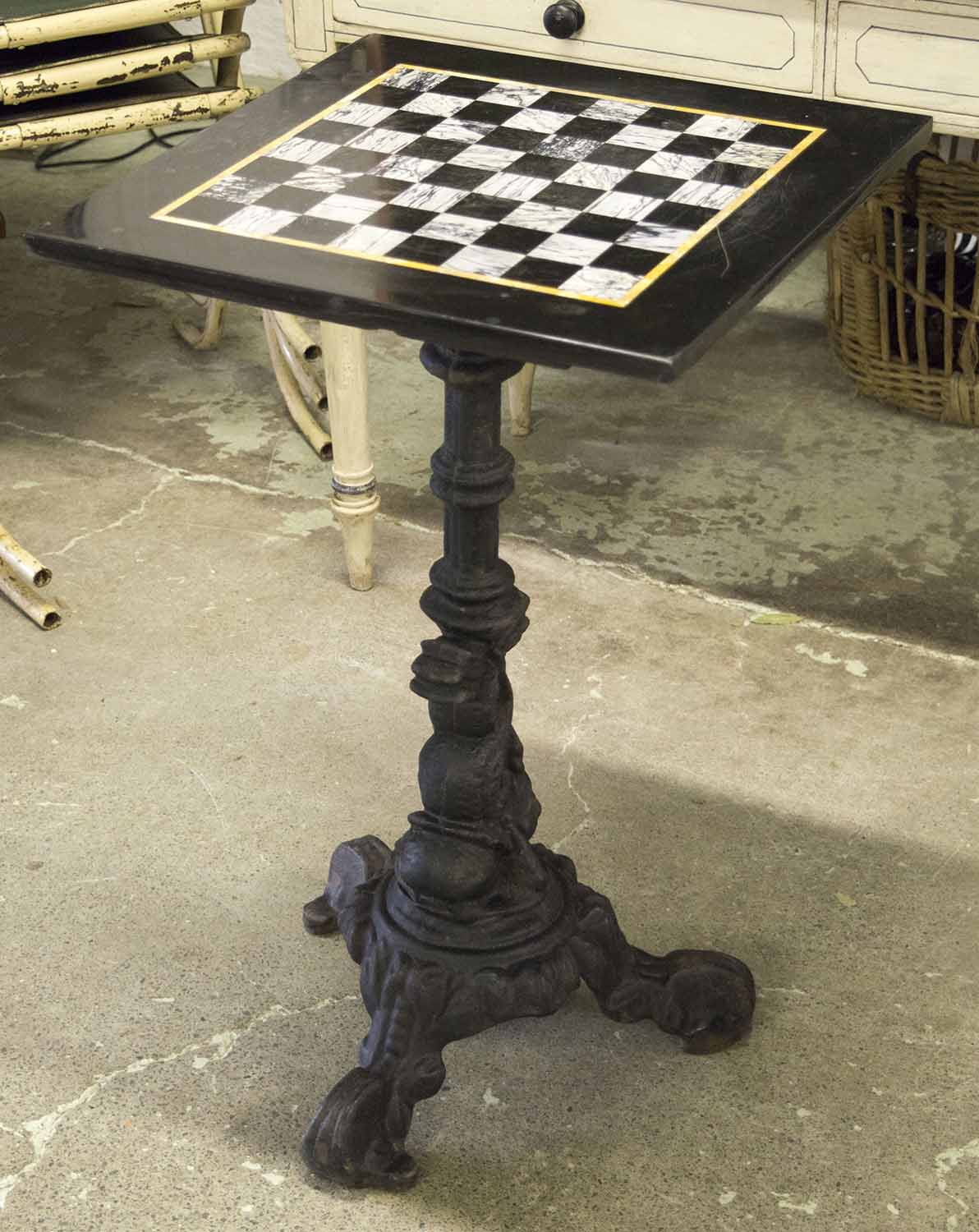 GAMES TABLE, specimen marble in black,