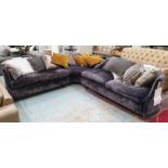 PETER GUILD MAYFAIR CORNER SOFA, in velvet, cost £3840 new, 75cm H x 100cm D x 310cm x 250cm.