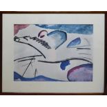 A SET OF FOUR LITHOGRAPHIC PRINTS, after Franz Marc, Piet Mondrian, Wassily Kandinsky, 65cm x 80cm,