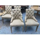 DINING ARMCHAIRS, a set of four by Neptune, button back and studded raw fine linen.