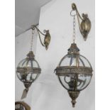 HANGING LANTERNS, a pair, French style gilt finish.